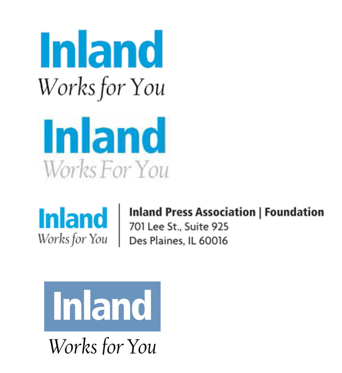 Before: The visual identity and tagline gave no indication that the organization is a press association. The client wanted more active and engaging words in the tagline. For no apparent reason, different shades of blue were used in different versions of the branding.